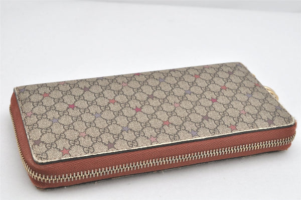 Authentic GUCCI GG Supreme Stars Long Wallet PVC Leather 307982 Brown 3533K