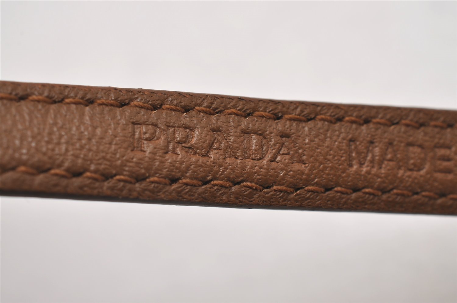 Authentic PRADA Vintage Saffiano Leather Bracelet Size M Brown Box 3536I