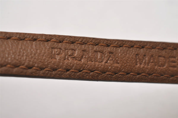 Authentic PRADA Vintage Saffiano Leather Bracelet Size M Brown Box 3536I