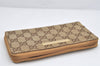 Authentic GUCCI Vintage Long Wallet Purse GG Canvas Leather Brown Junk 3536K