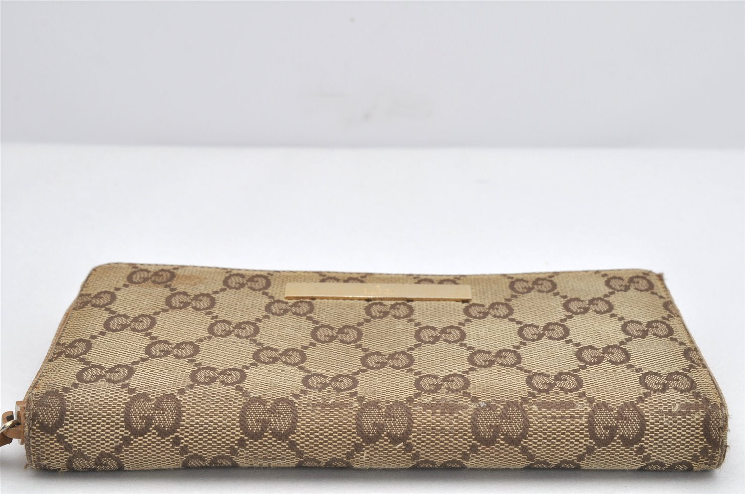 Authentic GUCCI Vintage Long Wallet Purse GG Canvas Leather Brown Junk 3536K