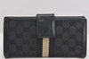 Authentic GUCCI Sherry Line Long Wallet Purse GG Canvas Leather Black 3537K