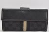 Authentic GUCCI Sherry Line Long Wallet Purse GG Canvas Leather Black 3537K