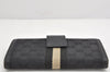 Authentic GUCCI Sherry Line Long Wallet Purse GG Canvas Leather Black 3537K