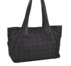 Authentic CHANEL New Travel Line Shoulder Tote Bag Nylon Leather Black 3539J