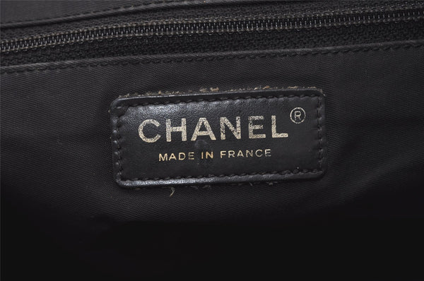 Authentic CHANEL New Travel Line Shoulder Tote Bag Nylon Leather Black 3539J