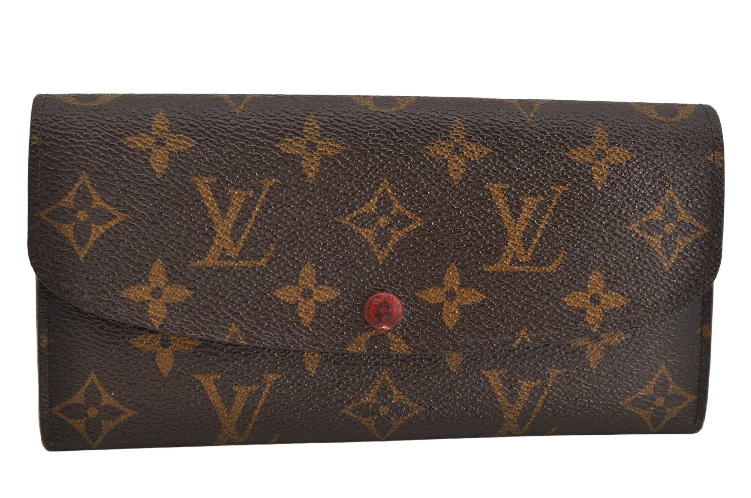 Authentic Louis Vuitton Monogram Portefeuille Emilie Wallet Red M60136 LV 3539K