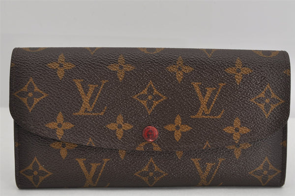 Authentic Louis Vuitton Monogram Portefeuille Emilie Wallet Red M60136 LV 3539K