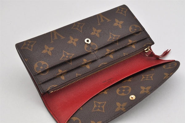 Authentic Louis Vuitton Monogram Portefeuille Emilie Wallet Red M60136 LV 3539K