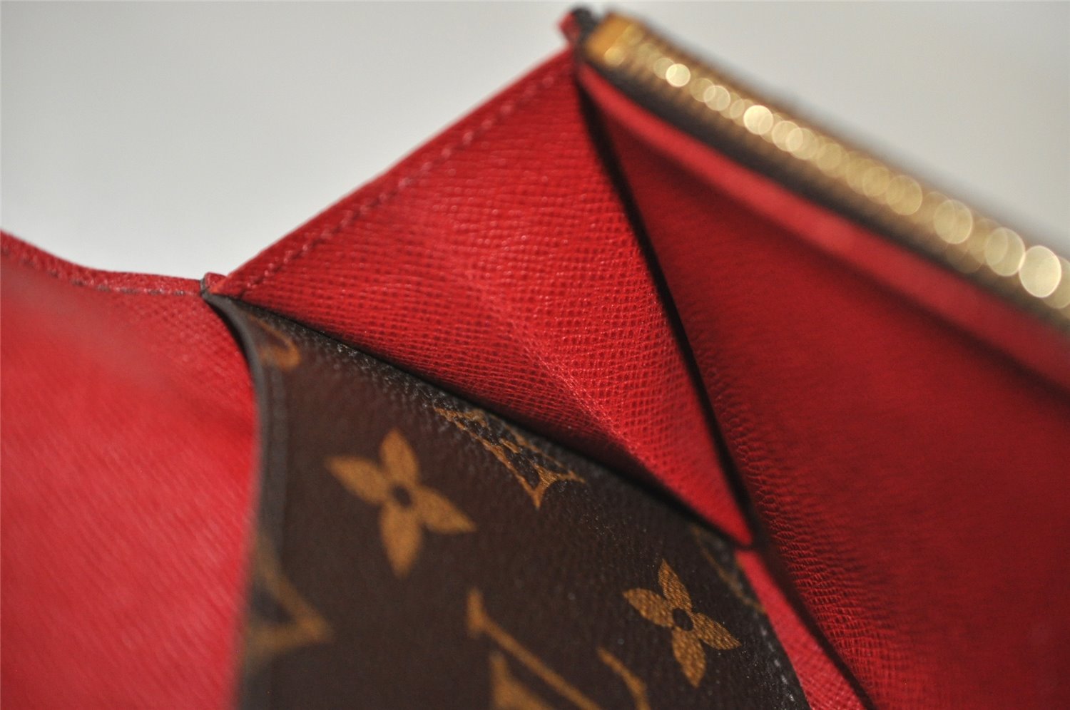 Authentic Louis Vuitton Monogram Portefeuille Emilie Wallet Red M60136 LV 3539K