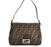 Authentic FENDI Zucca Mamma Baguette Shoulder Bag Canvas Leather Brown 3539M