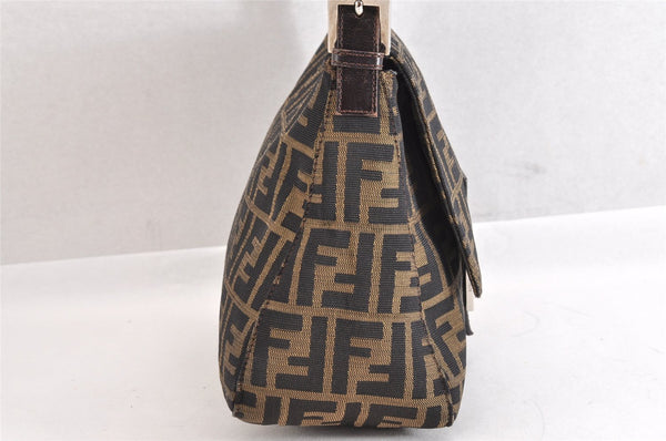Authentic FENDI Zucca Mamma Baguette Shoulder Bag Canvas Leather Brown 3539M