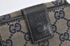 Authentic GUCCI Sherry Line Bifold Wallet Canvas Leather 146207 Navy Blue 3541K