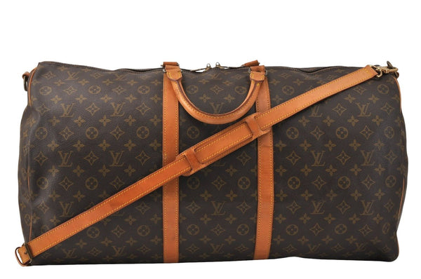 Authentic Louis Vuitton Monogram Keepall Bandouliere 60 M41412 Boston Bag 3542K