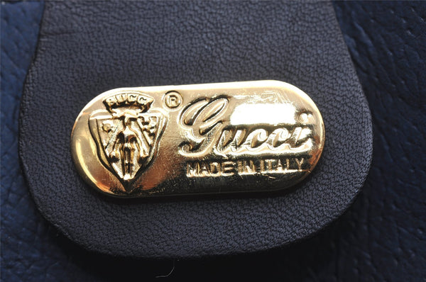 Authentic GUCCI Vintage Micro GG PVC Leather Hand Bag Purse Navy Blue 3543I