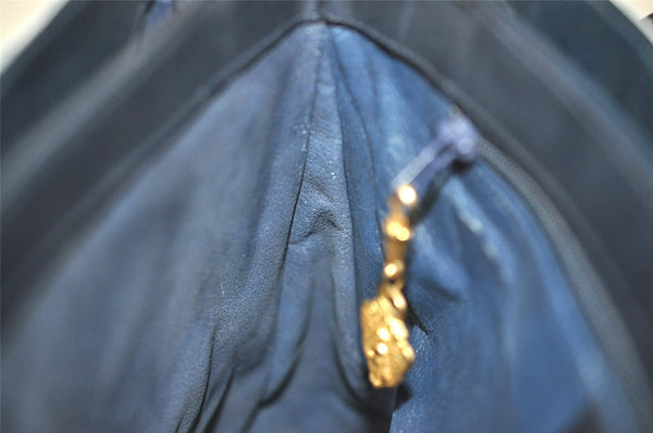 Authentic GUCCI Vintage Micro GG PVC Leather Hand Bag Purse Navy Blue 3543I