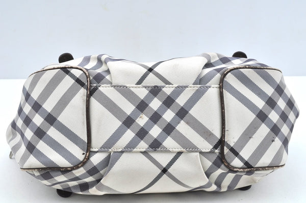 Authentic BURBERRY BLUE LABEL Check Shoulder Hand Bag Nylon Leather White 3546J