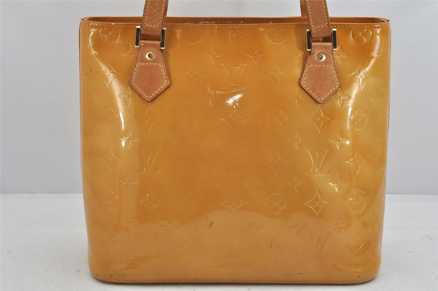 Authentic Louis Vuitton Vernis Houston Shoulder Hand Bag Yellow M91004 LV 3546K