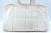 Authentic PRADA Canapa M Vintage Canvas Tote Hand Bag White 3547I