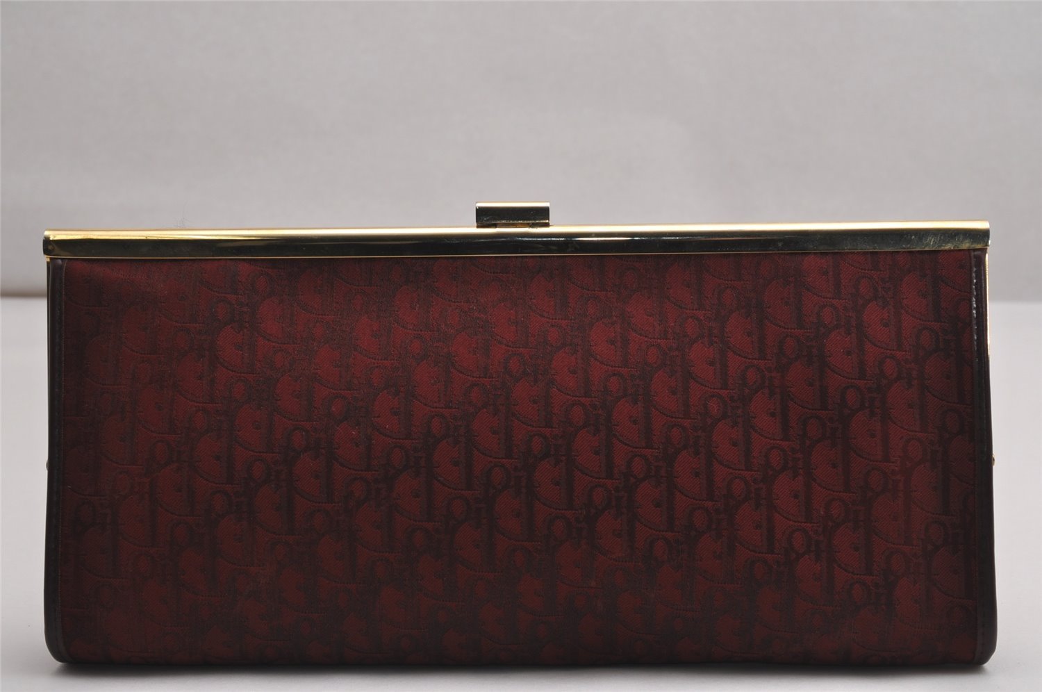 Authentic Christian Dior Trotter Clutch Bag Canvas Leather Bordeaux Red 3547J