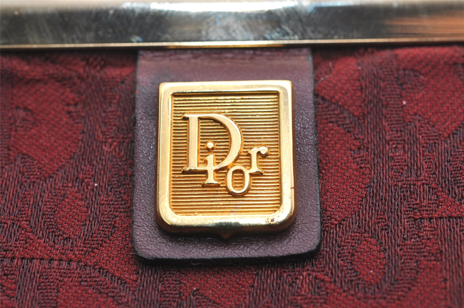 Authentic Christian Dior Trotter Clutch Bag Canvas Leather Bordeaux Red 3547J