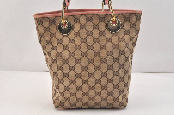 Authentic GUCCI Eclipse Shoulder Tote Bag GG Canvas Leather 120840 Brown 3547K