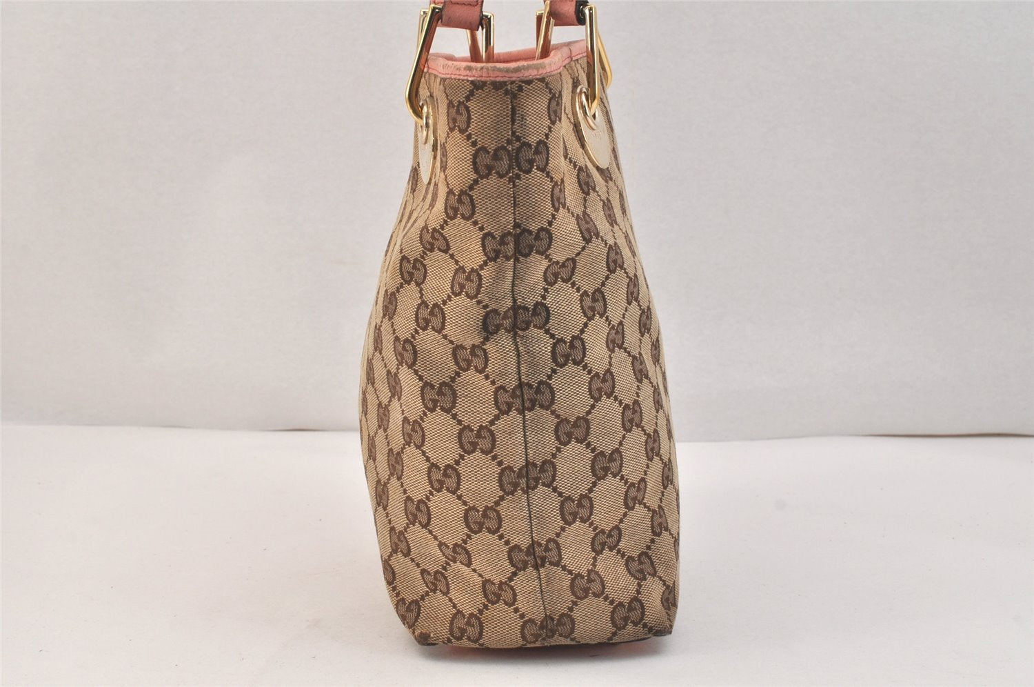 Authentic GUCCI Eclipse Shoulder Tote Bag GG Canvas Leather 120840 Brown 3547K