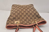 Authentic GUCCI Eclipse Shoulder Tote Bag GG Canvas Leather 120840 Brown 3547K