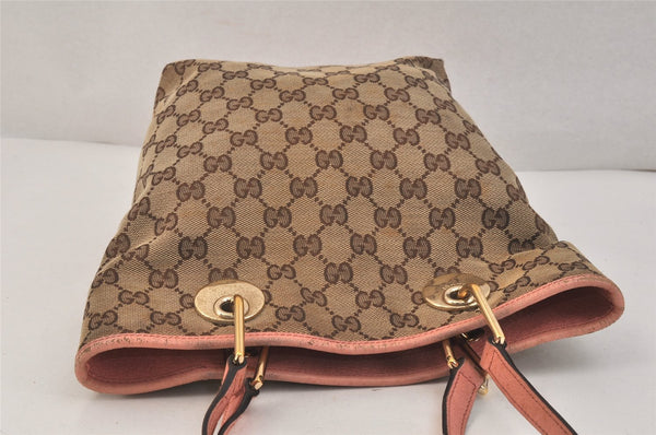 Authentic GUCCI Eclipse Shoulder Tote Bag GG Canvas Leather 120840 Brown 3547K