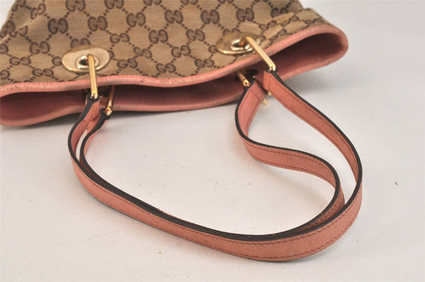 Authentic GUCCI Eclipse Shoulder Tote Bag GG Canvas Leather 120840 Brown 3547K
