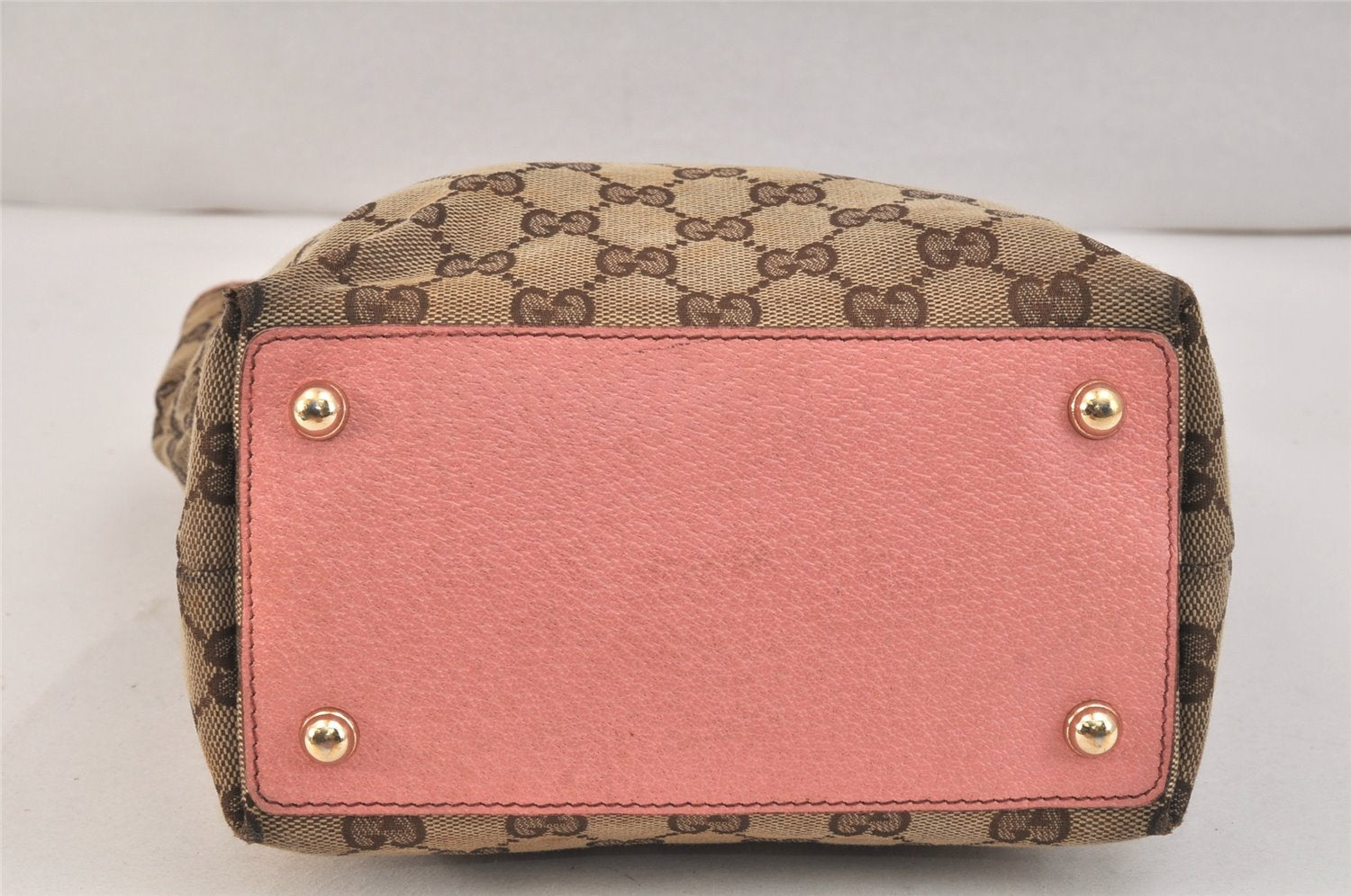 Authentic GUCCI Eclipse Shoulder Tote Bag GG Canvas Leather 120840 Brown 3547K