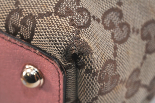 Authentic GUCCI Eclipse Shoulder Tote Bag GG Canvas Leather 120840 Brown 3547K