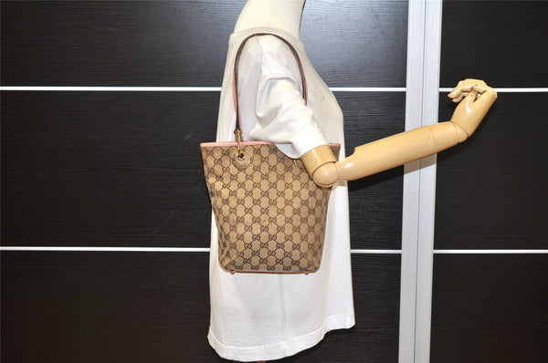 Authentic GUCCI Eclipse Shoulder Tote Bag GG Canvas Leather 120840 Brown 3547K