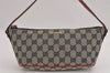 Authentic GUCCI Hand Bag Pouch Purse GG Canvas Leather 07198 Navy Blue 3548J