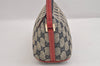 Authentic GUCCI Hand Bag Pouch Purse GG Canvas Leather 07198 Navy Blue 3548J