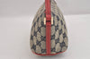 Authentic GUCCI Hand Bag Pouch Purse GG Canvas Leather 07198 Navy Blue 3548J