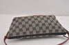 Authentic GUCCI Hand Bag Pouch Purse GG Canvas Leather 07198 Navy Blue 3548J