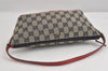 Authentic GUCCI Hand Bag Pouch Purse GG Canvas Leather 07198 Navy Blue 3548J