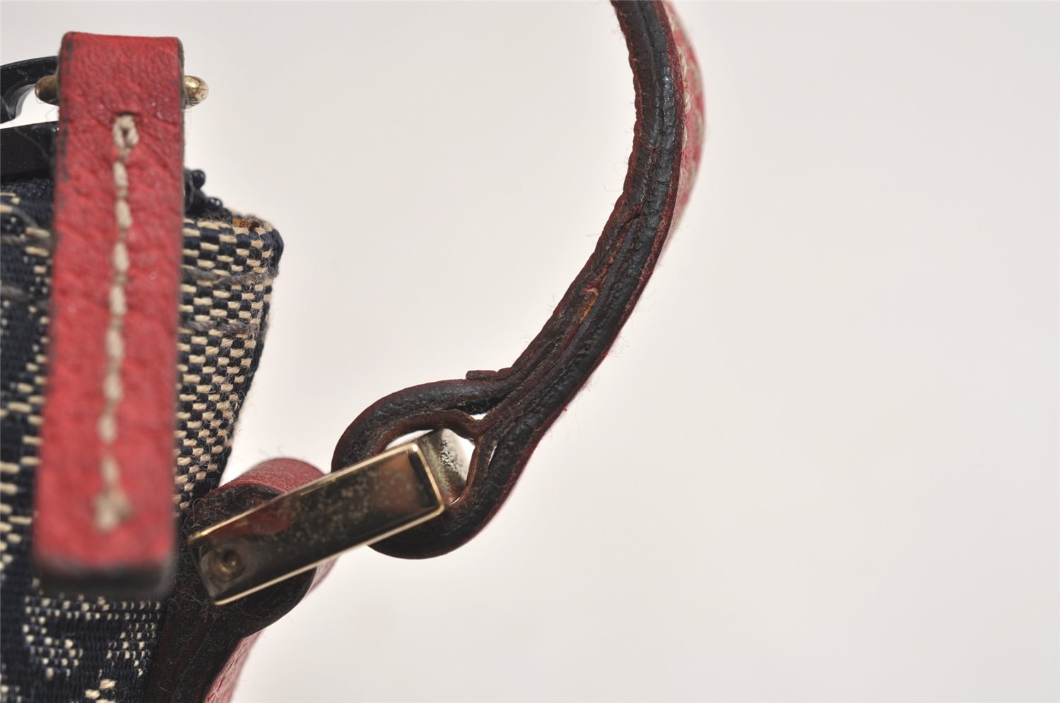 Authentic GUCCI Hand Bag Pouch Purse GG Canvas Leather 07198 Navy Blue 3548J