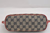 Authentic GUCCI Hand Bag Pouch Purse GG Canvas Leather 07198 Navy Blue 3548J