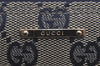 Authentic GUCCI Hand Bag Pouch Purse GG Canvas Leather 07198 Navy Blue 3548J