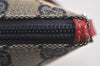 Authentic GUCCI Hand Bag Pouch Purse GG Canvas Leather 07198 Navy Blue 3548J