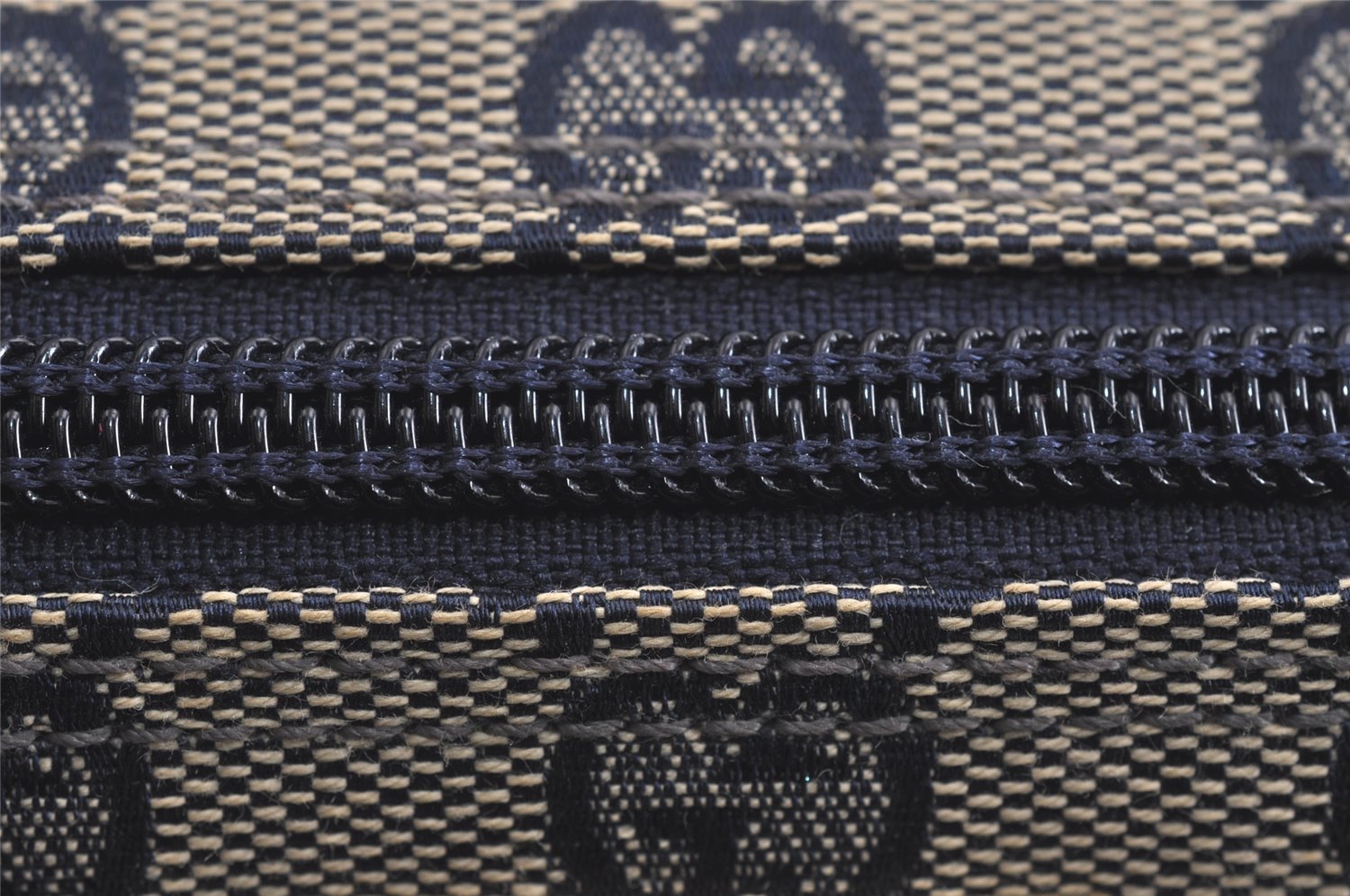 Authentic GUCCI Hand Bag Pouch Purse GG Canvas Leather 07198 Navy Blue 3548J