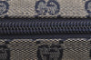 Authentic GUCCI Hand Bag Pouch Purse GG Canvas Leather 07198 Navy Blue 3548J