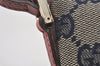 Authentic GUCCI Hand Bag Pouch Purse GG Canvas Leather 07198 Navy Blue 3548J