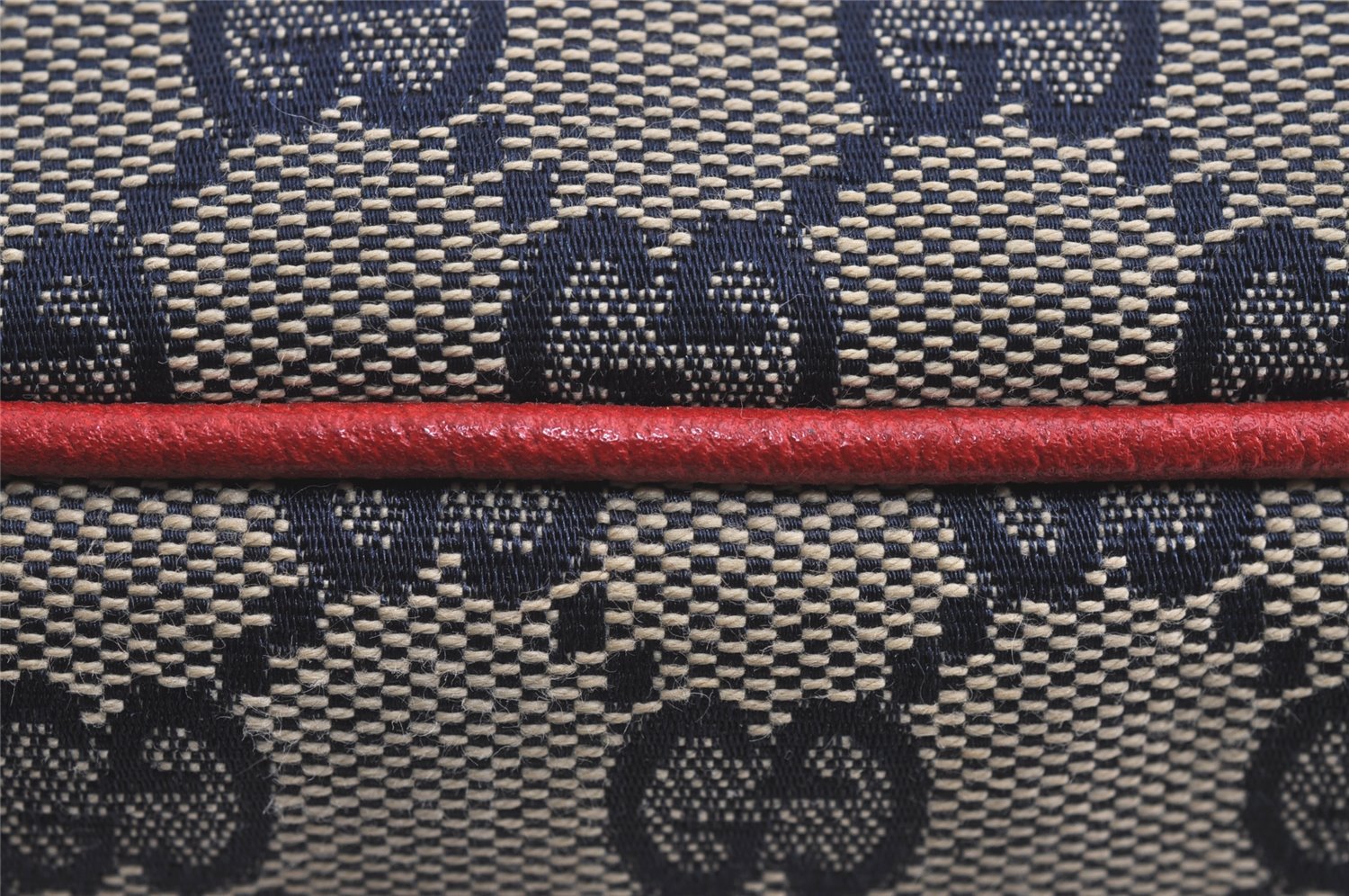 Authentic GUCCI Hand Bag Pouch Purse GG Canvas Leather 07198 Navy Blue 3548J