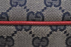 Authentic GUCCI Hand Bag Pouch Purse GG Canvas Leather 07198 Navy Blue 3548J