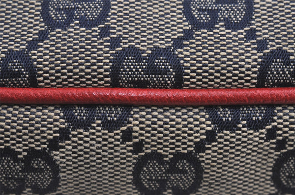 Authentic GUCCI Hand Bag Pouch Purse GG Canvas Leather 07198 Navy Blue 3548J