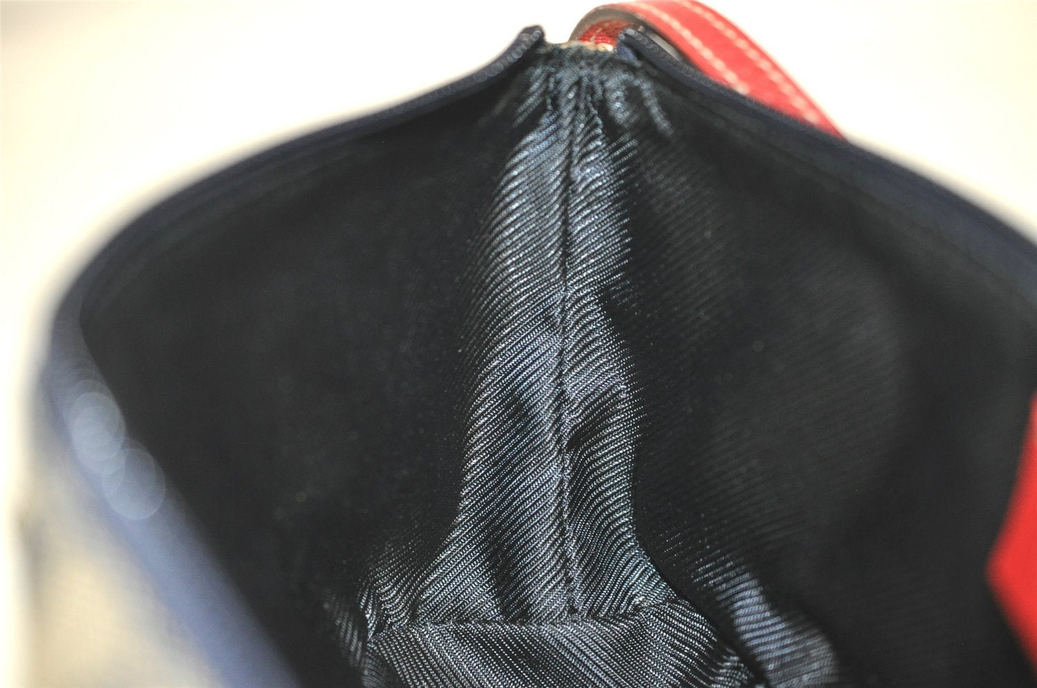 Authentic GUCCI Hand Bag Pouch Purse GG Canvas Leather 07198 Navy Blue 3548J