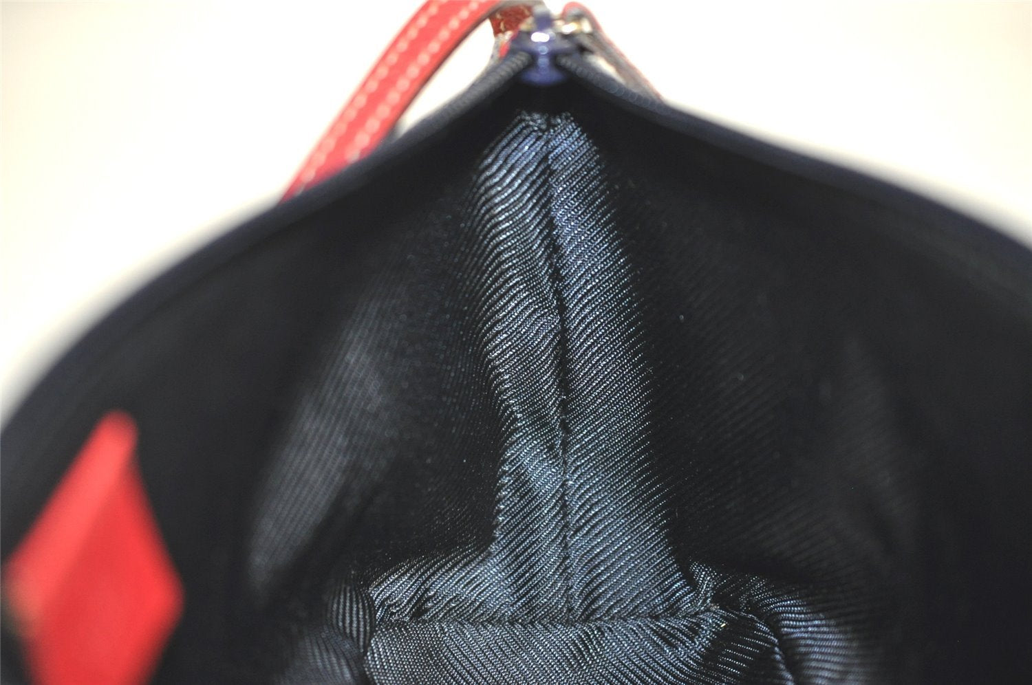 Authentic GUCCI Hand Bag Pouch Purse GG Canvas Leather 07198 Navy Blue 3548J